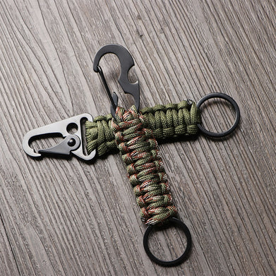 Outdoor Keychain Ring Camping Carabiner Military Paracord Cord Rope Camping Survival Kit Emergency Knot Bottle Opener Key Chain - SportsGO