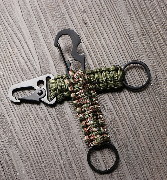 Outdoor Keychain Ring Camping Carabiner Military Paracord Cord Rope Camping Survival Kit Emergency Knot Bottle Opener Key Chain - SportsGO