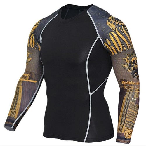 Wolf 3D Printed tshirt Compression Tights Men Fitness Running Shirt Gym Cycling Clothing - SportsGO