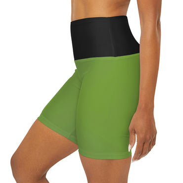 Green High Waisted Yoga Shorts - SportsGO
