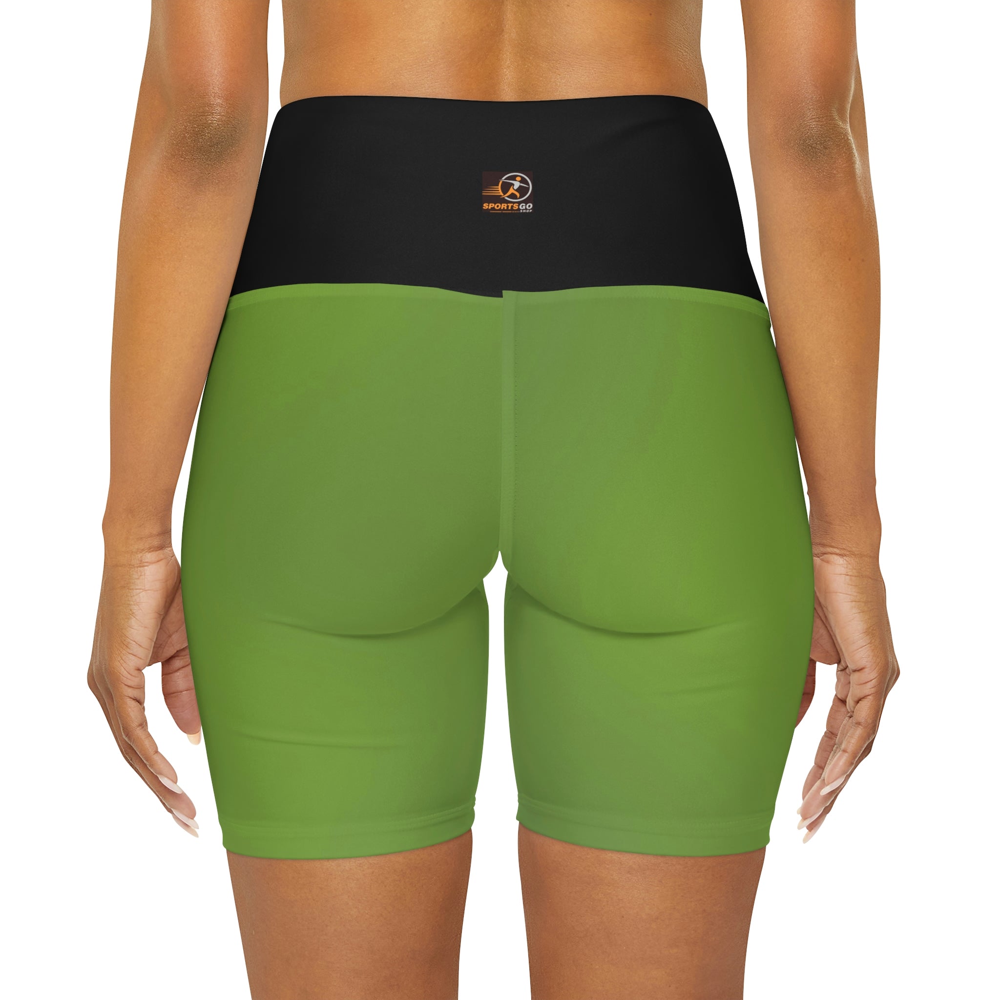 Green High Waisted Yoga Shorts - SportsGO