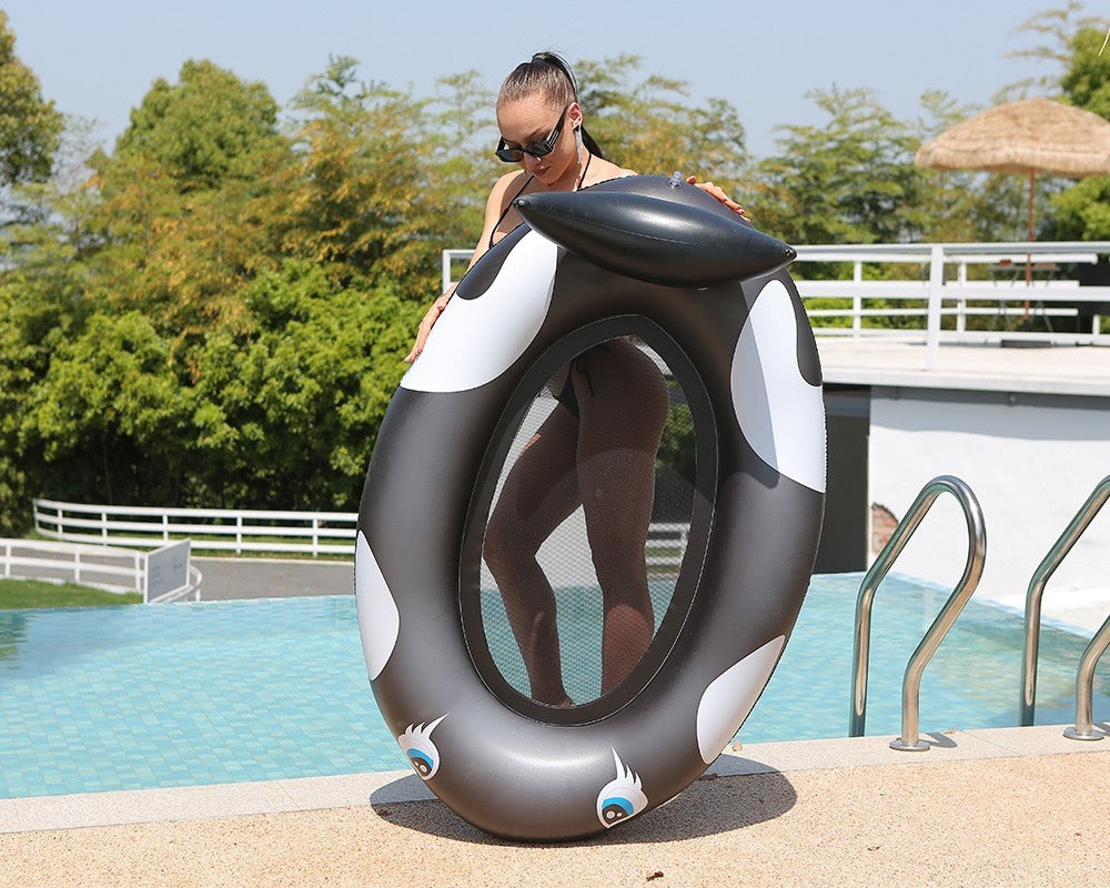 PVC inflatable with net floating row lounger whale ride strawberry modeling swimming ring - SportsGO