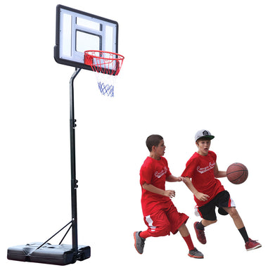 Portable Removable Basketball System Basketball Hoop Teenager PVC Transparent Backboard with Adjustable Height 7ft - 8.5ft - SportsGO