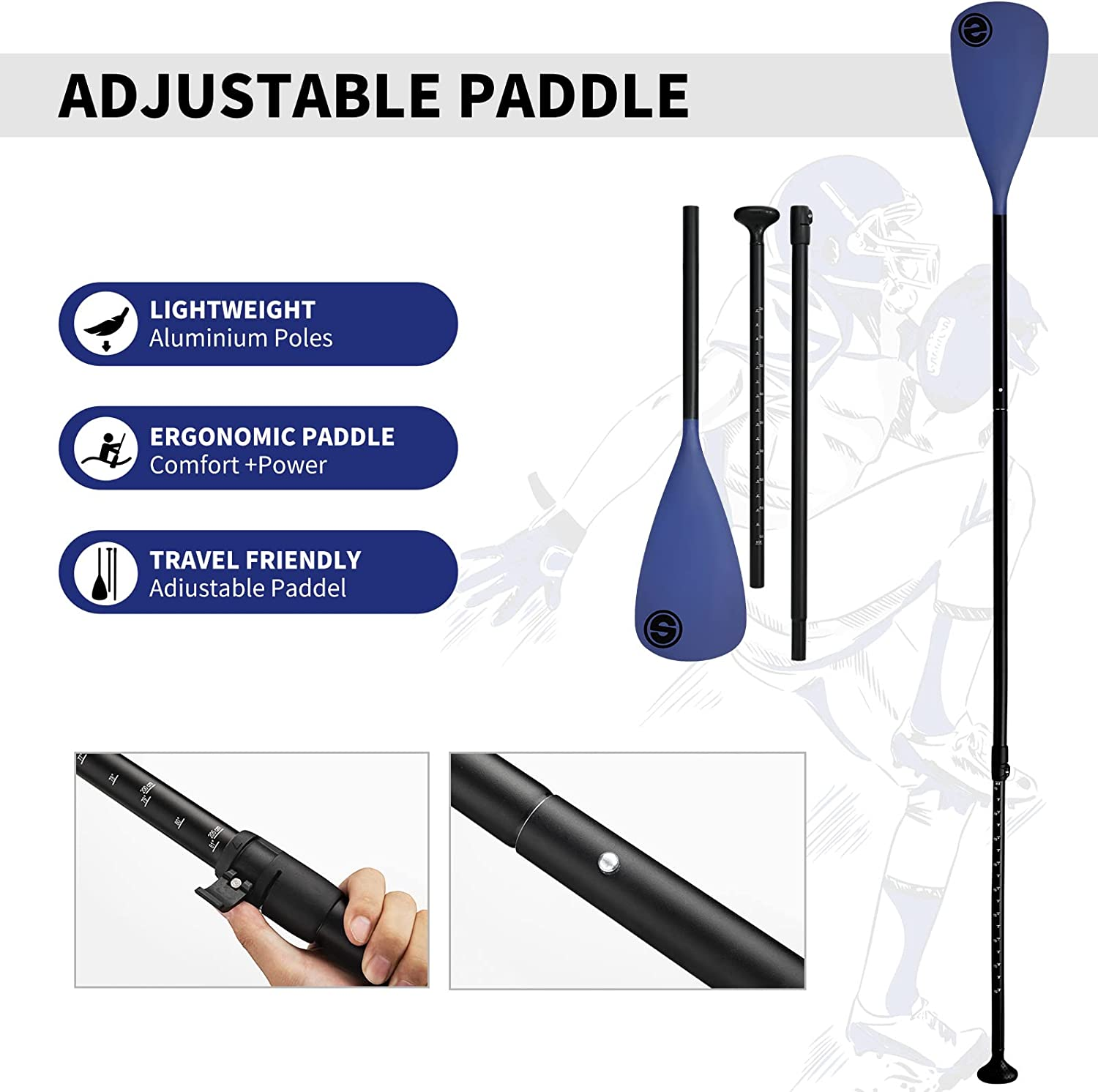 Inflatable Paddle Board; 10'6"x32"x6";  SEASEESUP Paddle Boards for Adults; Stand Up Paddle Board with All SUP Accessories Paddleboard for Fishing Yoga Kayaking Surf - SportsGO