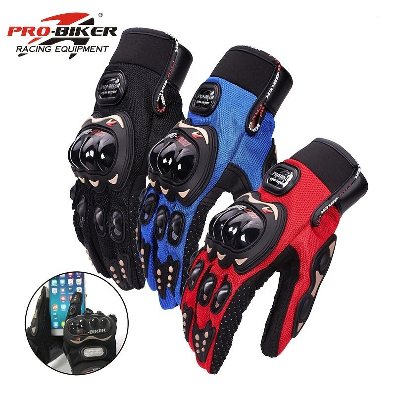 1 Pair Riding Tribe Touch Screen Motorcycle Gloves, Full Finger Hard Knuckle Safety Gloves Motos Luvas Motocross Protective Gear Racing Gloves - SportsGO