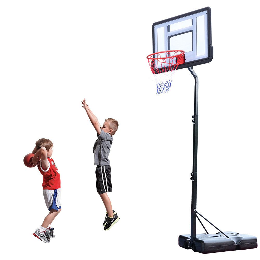 Portable Removable Basketball System Basketball Hoop Teenager PVC Transparent Backboard with Adjustable Height 7ft - 8.5ft - SportsGO