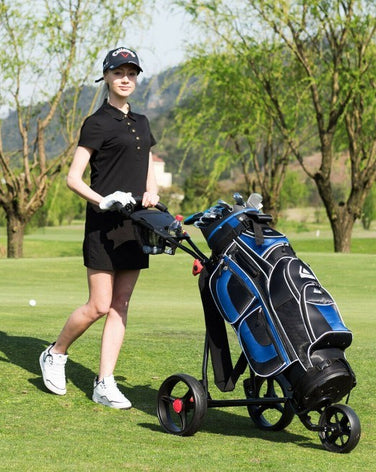 Durable Foldable Steel Golf Cart with Mesh Bag - SportsGO