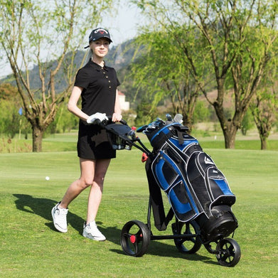 Durable Foldable Steel Golf Cart with Mesh Bag - SportsGO