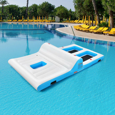 Floating 4-Person Inflatable Lounge Raft with 130W Electric Air - SportsGO