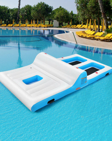 Floating 4-Person Inflatable Lounge Raft with 130W Electric Air - SportsGO