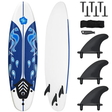Surfboard Foamie Body Surfing Board W/3 Fins & Leash for Kids Adults White - SportsGO